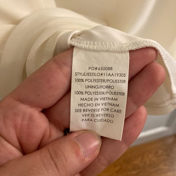 Cream and Black Tie Neck A-Line Dress - Picture 5 of 5